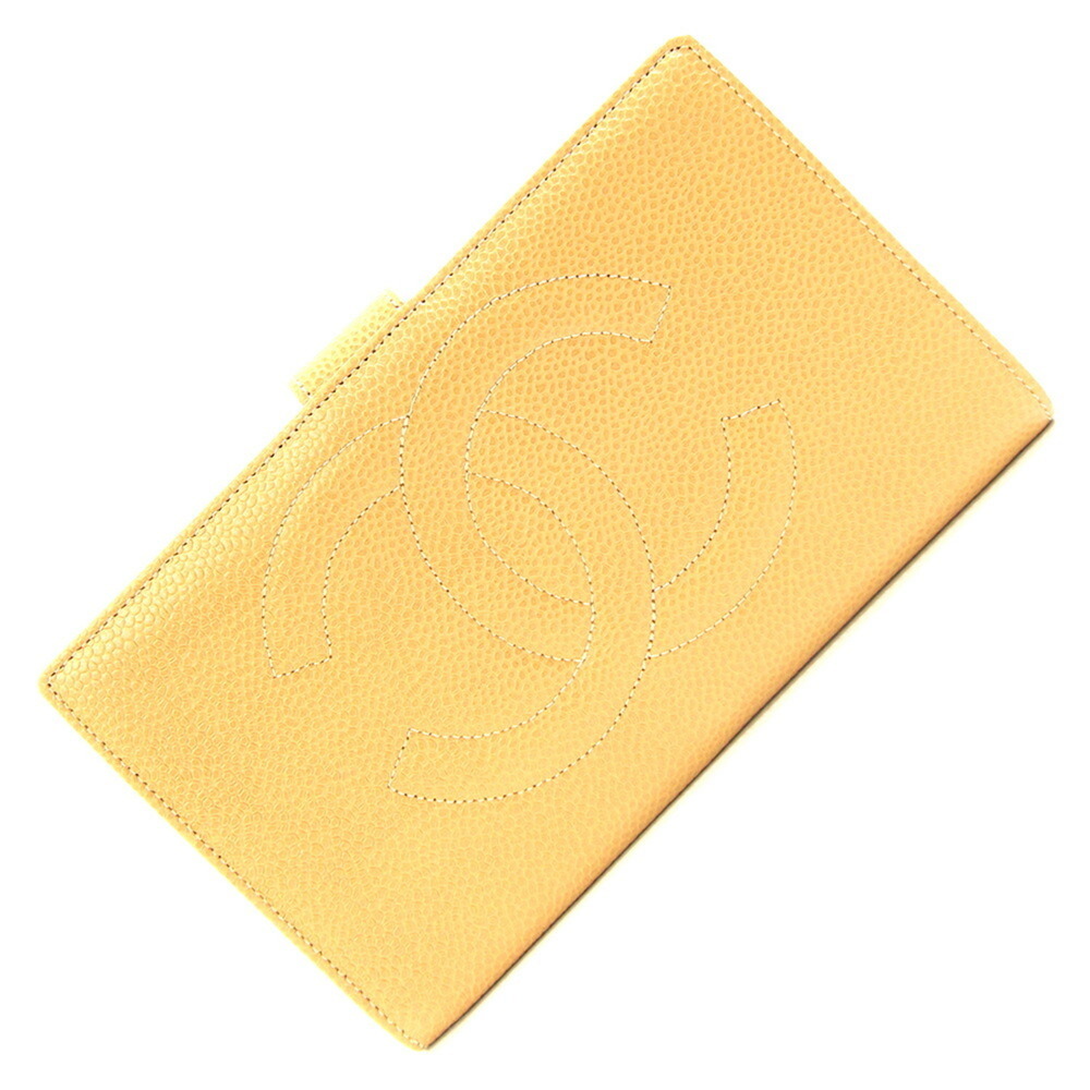 CHANEL Vintage Cream Caviar Leather Logo Wallet - Picture 1 of 9